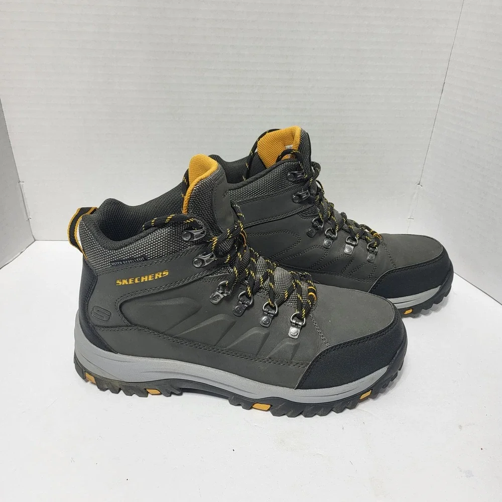 Skechers Mens Selmen Enid Hiking Boots Charcoal Extra Wide Fit 9 204642WW Grey
